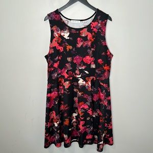 Hamilton Black and Red and Pink Floral Sleeveless Dress